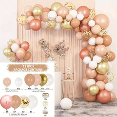 121 Piece Rose & Pink Balloon Chain Set for Parties & Weddings
