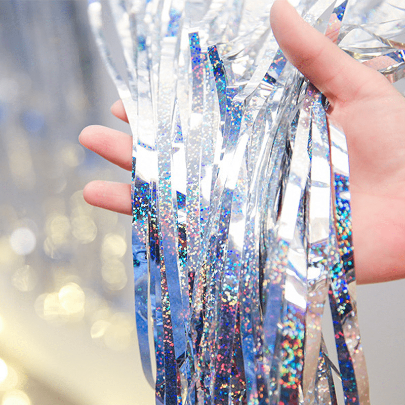 1M Laser Silvery Balloon Rain Curtain Party Decoration