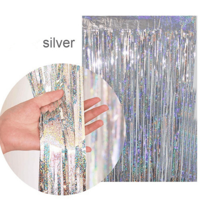 1M Laser Silvery Balloon Rain Curtain Party Decoration