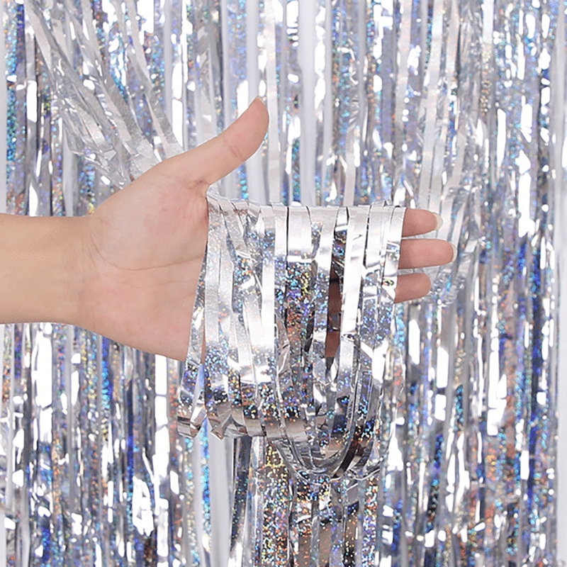 1M Laser Silvery Balloon Rain Curtain Party Decoration