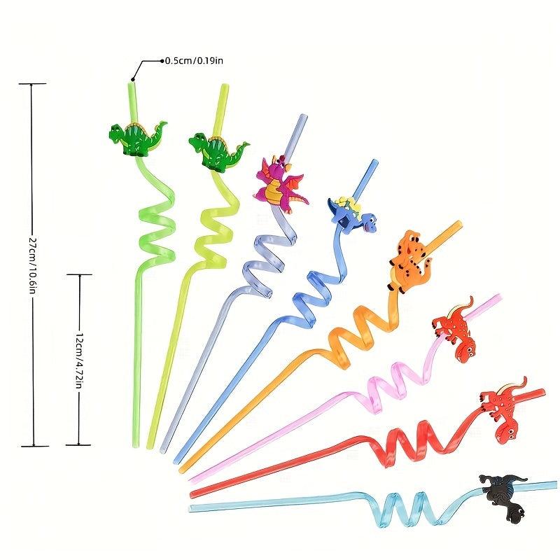 4pcs Reusable Dinosaur Straws for Kids' Dinosaur Theme Parties