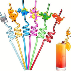 4pcs Reusable Dinosaur Straws for Kids' Dinosaur Theme Parties