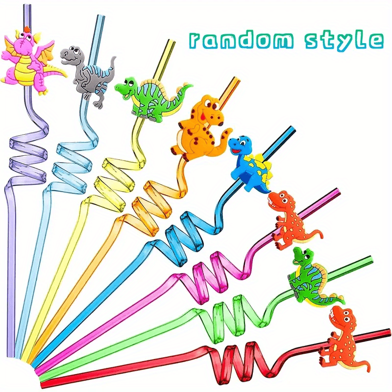 4pcs Reusable Dinosaur Straws for Kids' Dinosaur Theme Parties
