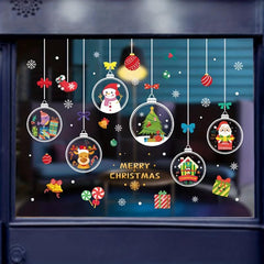 Christmas Window Flower Stickers Santa Elk Glass Decoration