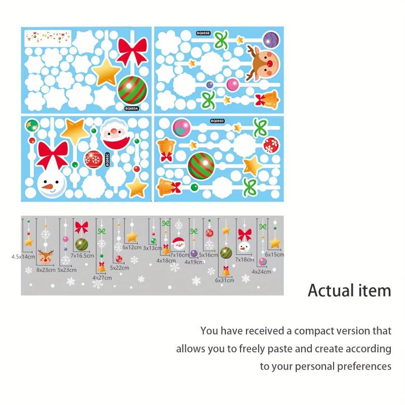 Christmas Window Flower Stickers Santa Elk Glass Decoration