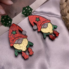 Sparkly Christmas Pattern Dangle Earrings. Festive Acrylic Earrings