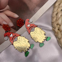 Sparkly Christmas Pattern Dangle Earrings. Festive Acrylic Earrings