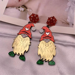 Sparkly Christmas Pattern Dangle Earrings. Festive Acrylic Earrings