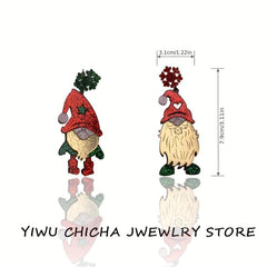 Sparkly Christmas Pattern Dangle Earrings. Festive Acrylic Earrings