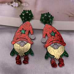 Sparkly Christmas Pattern Dangle Earrings. Festive Acrylic Earrings