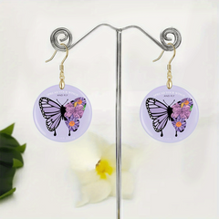 Purple Butterfly Acrylic Pendant Earrings Party Jewelry
