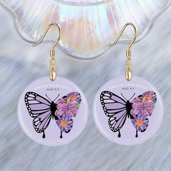 Purple Butterfly Acrylic Pendant Earrings Party Jewelry