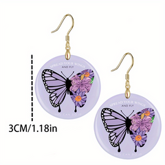 Purple Butterfly Acrylic Pendant Earrings Party Jewelry
