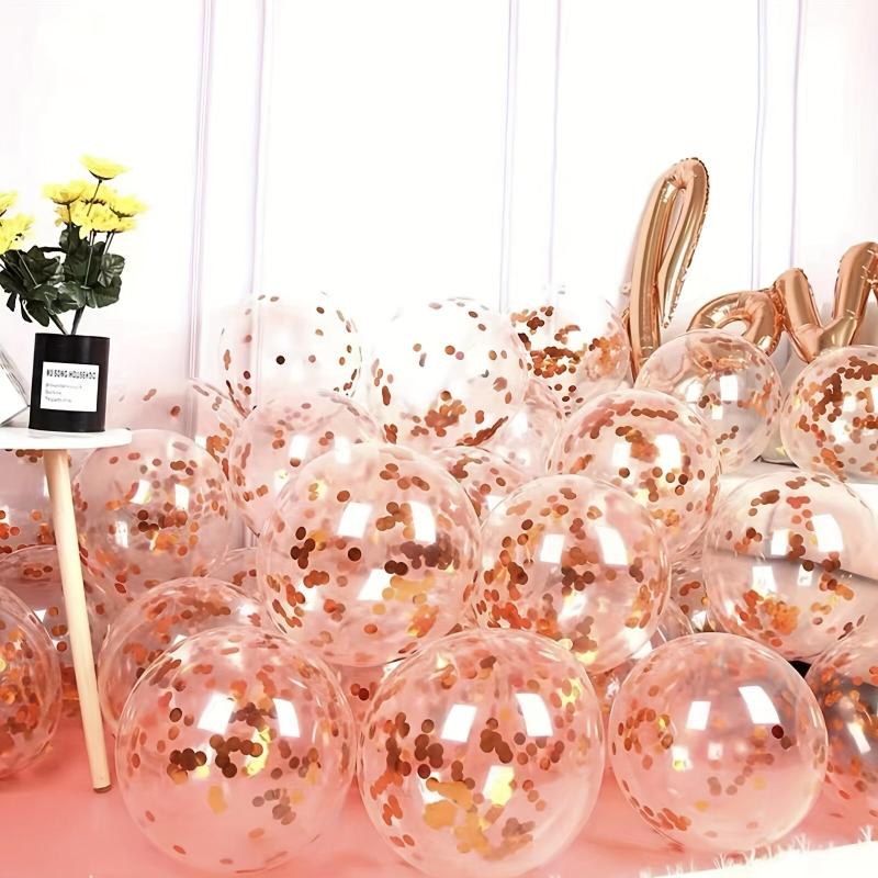 20pcs Rose Sequin Biodegradable Rubber Balloons for Celebrations