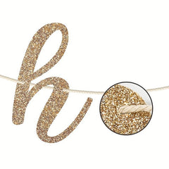 Gold Glitter Birthday Party Banner Decorations