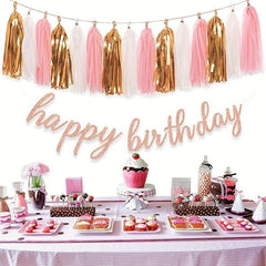 Gold Glitter Birthday Party Banner Decorations