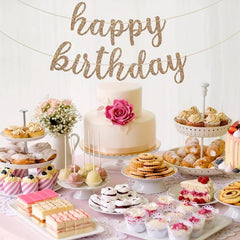 Gold Glitter Birthday Party Banner Decorations