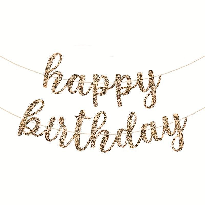 Gold Glitter Birthday Party Banner Decorations