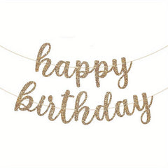 Gold Glitter Birthday Party Banner Decorations