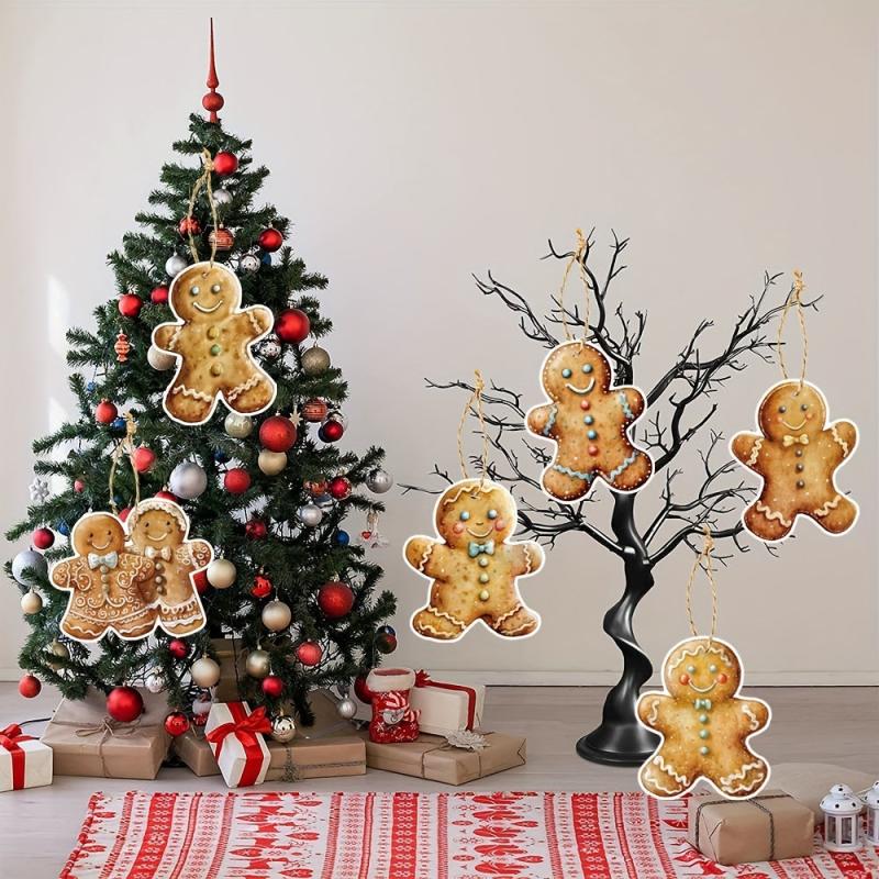 6pcs Gingerbread Man Ornaments Hanging Xmas Decorations