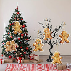 6pcs Gingerbread Man Ornaments Hanging Xmas Decorations