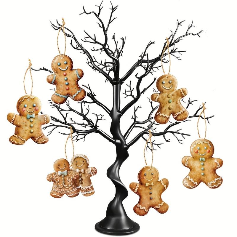 6pcs Gingerbread Man Ornaments Hanging Xmas Decorations