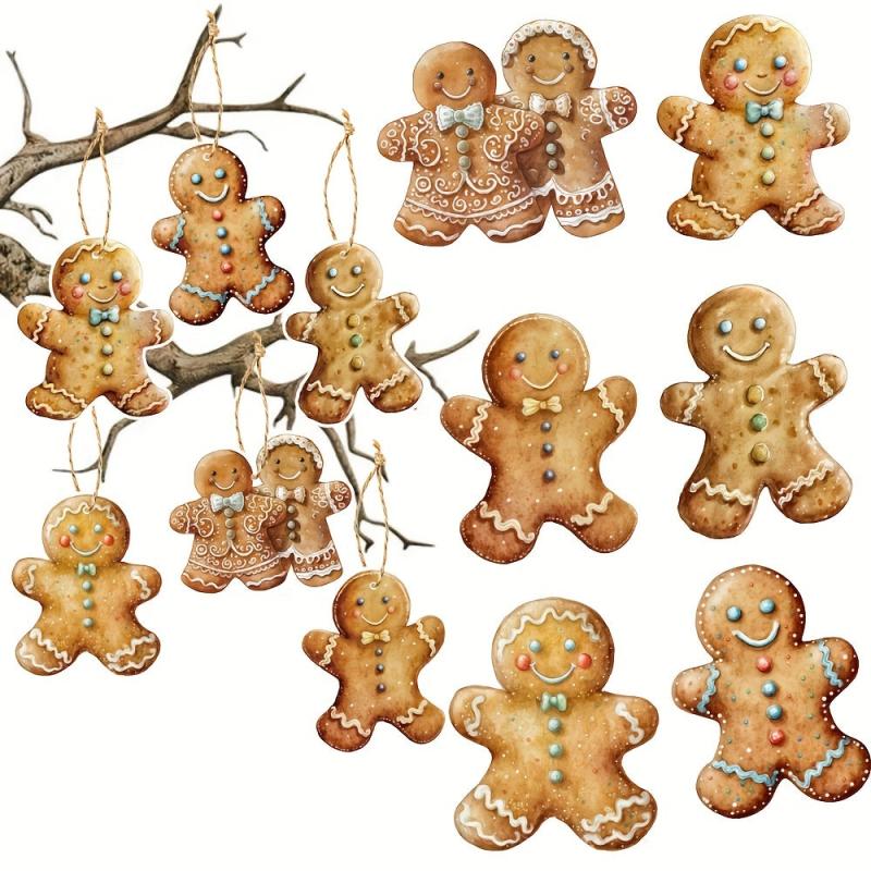 6pcs Gingerbread Man Ornaments Hanging Xmas Decorations