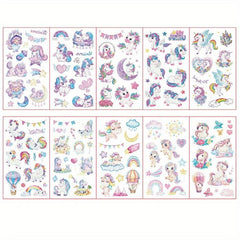 10pcs Kids Unicorn Glitter Tattoo Stickers Party Temporary Fun Stickers