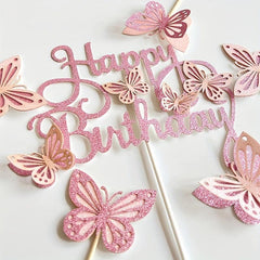 13pcs 3D Hollow Butterfly Cake Toppers for Birthdays