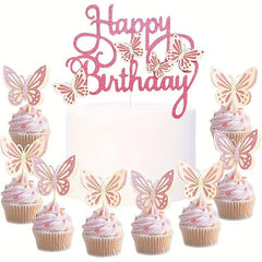 13pcs 3D Hollow Butterfly Cake Toppers for Birthdays