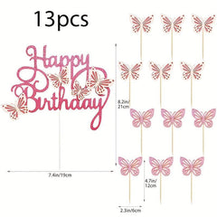 13pcs 3D Hollow Butterfly Cake Toppers for Birthdays