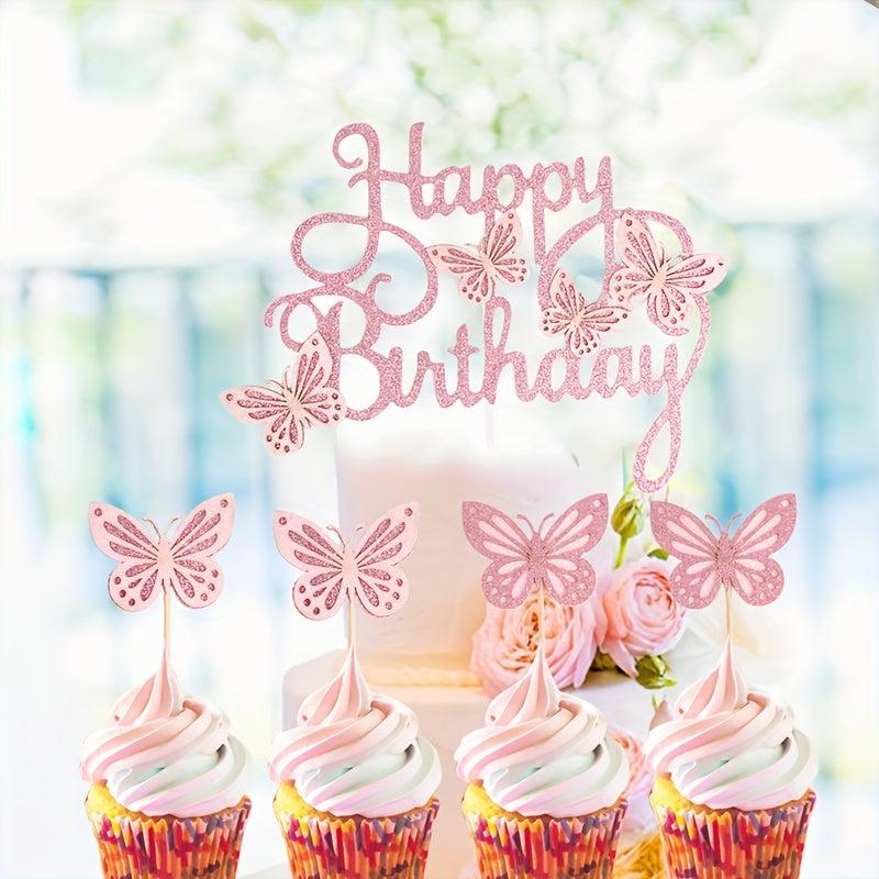 13pcs 3D Hollow Butterfly Cake Toppers for Birthdays