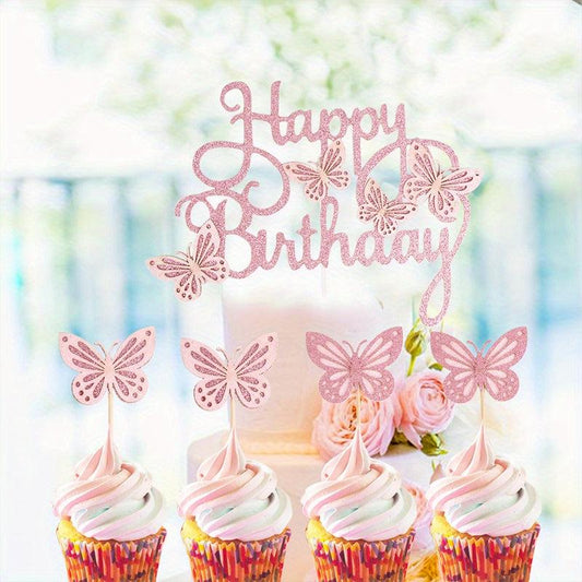 13pcs 3D Hollow Butterfly Cake Toppers for Birthdays