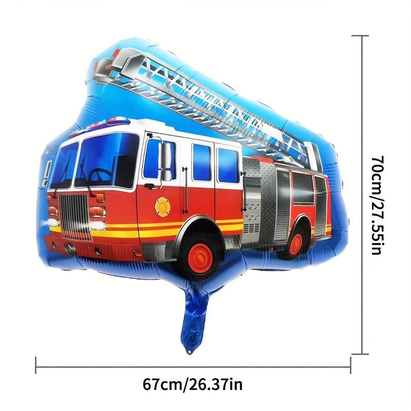 2pcs Bulldozer & Fire Truck Aluminum Balloon Set