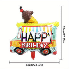 2pcs Bulldozer & Fire Truck Aluminum Balloon Set