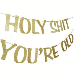 Funny Birthday Banner Glitter for 30th-90th Party Decor