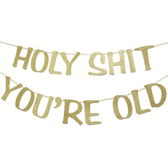 Funny Birthday Banner Glitter for 30th-90th Party Decor