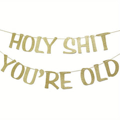 Funny Birthday Banner Glitter for 30th-90th Party Decor