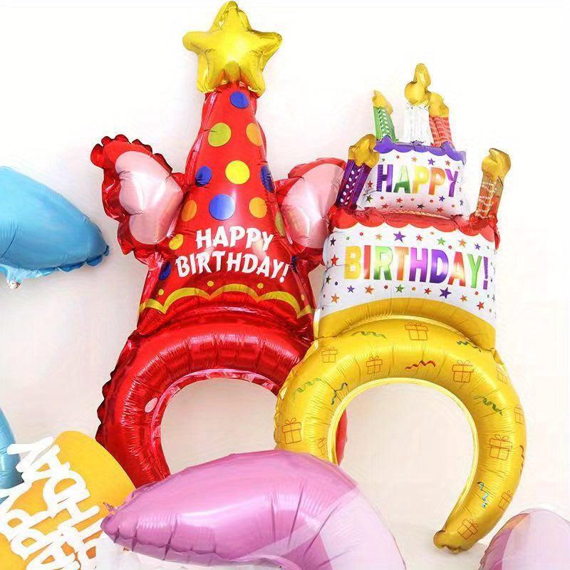 2pcs Aluminum Film Balloon Birthday Hats for Parties