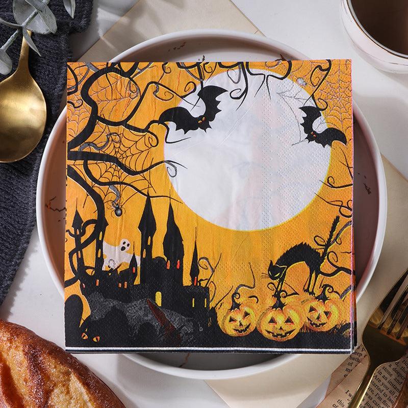 20pcs Halloween Party Tissue Napkins, Holiday Decoration Printed Napkins