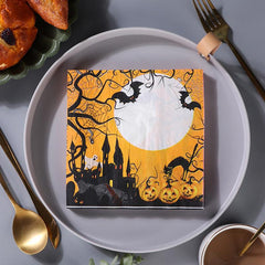 20pcs Halloween Party Tissue Napkins, Holiday Decoration Printed Napkins