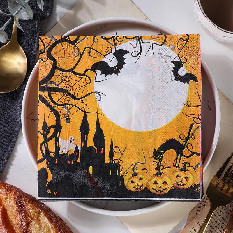 20pcs Halloween Party Tissue Napkins, Holiday Decoration Printed Napkins