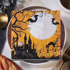 20pcs Halloween Party Tissue Napkins, Holiday Decoration Printed Napkins