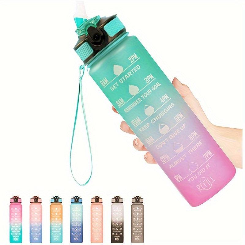 1000ml Water Bottle with Time Marker & Fruit Strainer for Fitness Gym & Outdoor