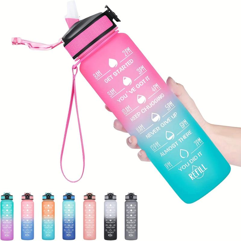 1000ml Water Bottle with Time Marker & Fruit Strainer for Fitness Gym & Outdoor