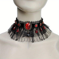 Halloween Lace Necklace Skull Rose Handwoven Skin-Friendly Material
