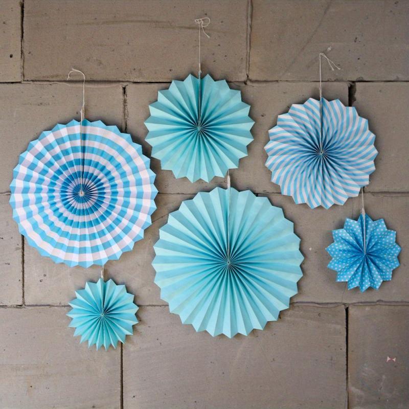 6pcs Paper Fans Set DIY Craft Wedding Birthday Party Decoration