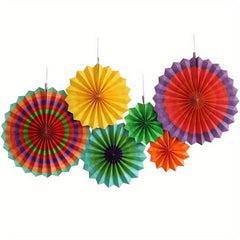 6pcs Paper Fans Set DIY Craft Wedding Birthday Party Decoration