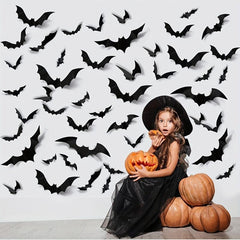 12pcs Scary Bats Wall Stickers Halloween Decorations
