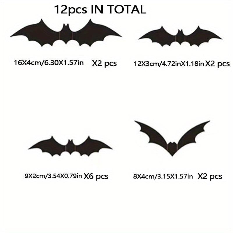 12pcs Scary Bats Wall Stickers Halloween Decorations